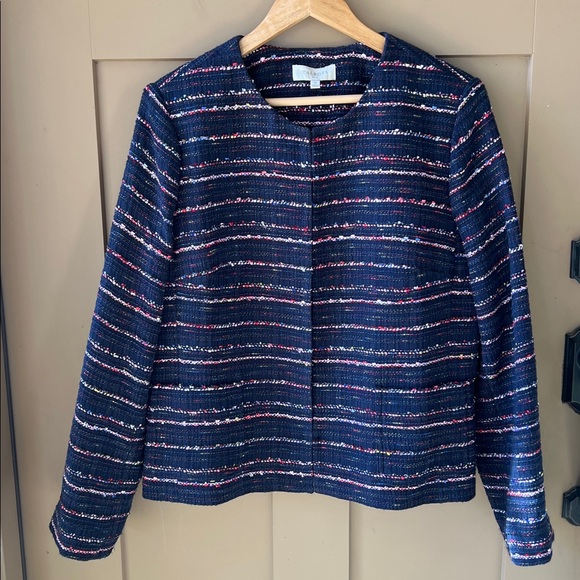 Talbots Jackets & Blazers - Talbots Factory 16 Navy Multicolor Tweed Blazer Striped